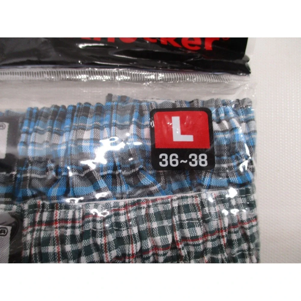 Knocker Men's 3 pair of Plaid 100% Cotton Boxer Shorts Underwear size L NEW